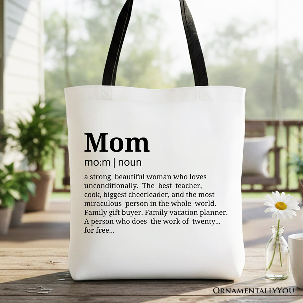 Mom Definition Canvas Tote Bag, Funny Mothers Day Gift Shopper